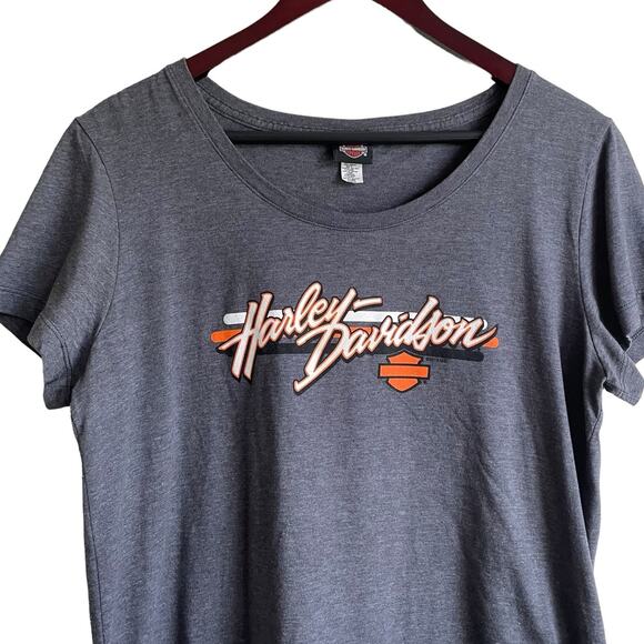 Harley Davidson Women Top XL Gray Eureka Springs Logo Print Motorcycle Biker - Picture 5 of 8